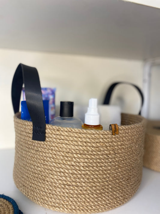 Basket With Leather Handles